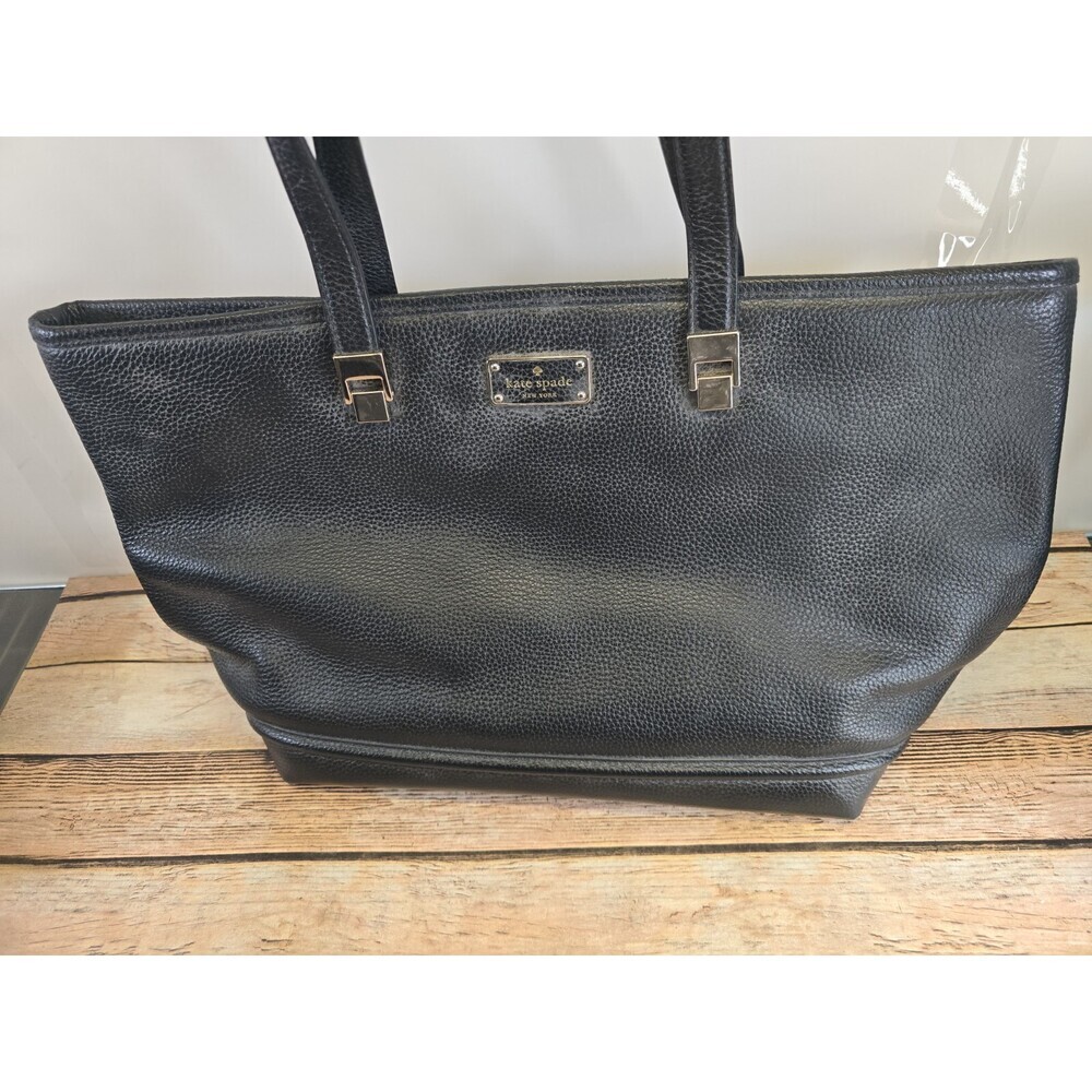 Kate Spade New York Black Pebbled Leather Open Tote Shoulder Handbag - Picture 2 of 6